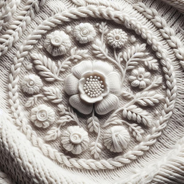 haftowane motywy na tkaninie